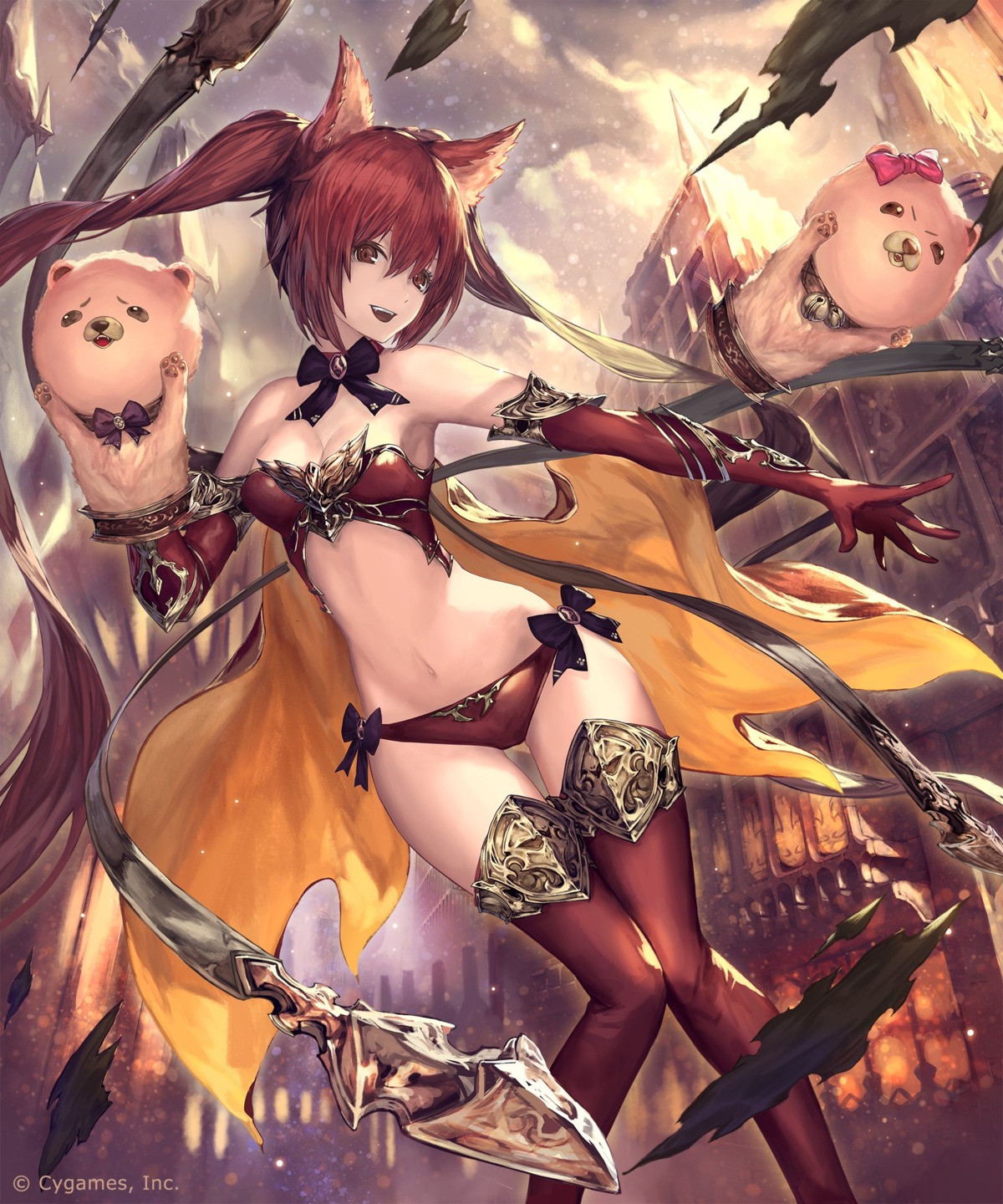 animal_ears bikini_armor cerberus_(shingeki_no_bahamut) cleavage shadowverse shingeki_no_bahamut tachikawa_mushimaro thighhighs