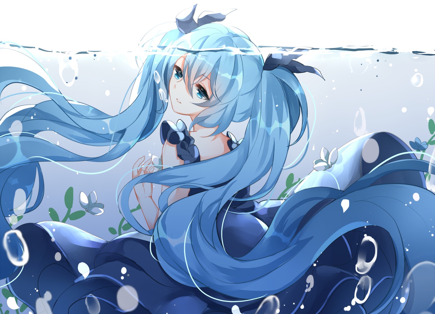 chuo_zi dress hatsune_miku vocaloid wet