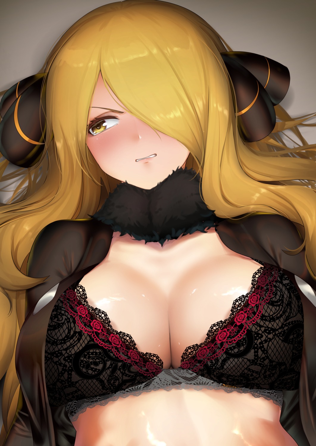 bra cleavage hiz open_shirt pokemon pokemon_bdsp pokemon_dppt shirona_(pokemon)