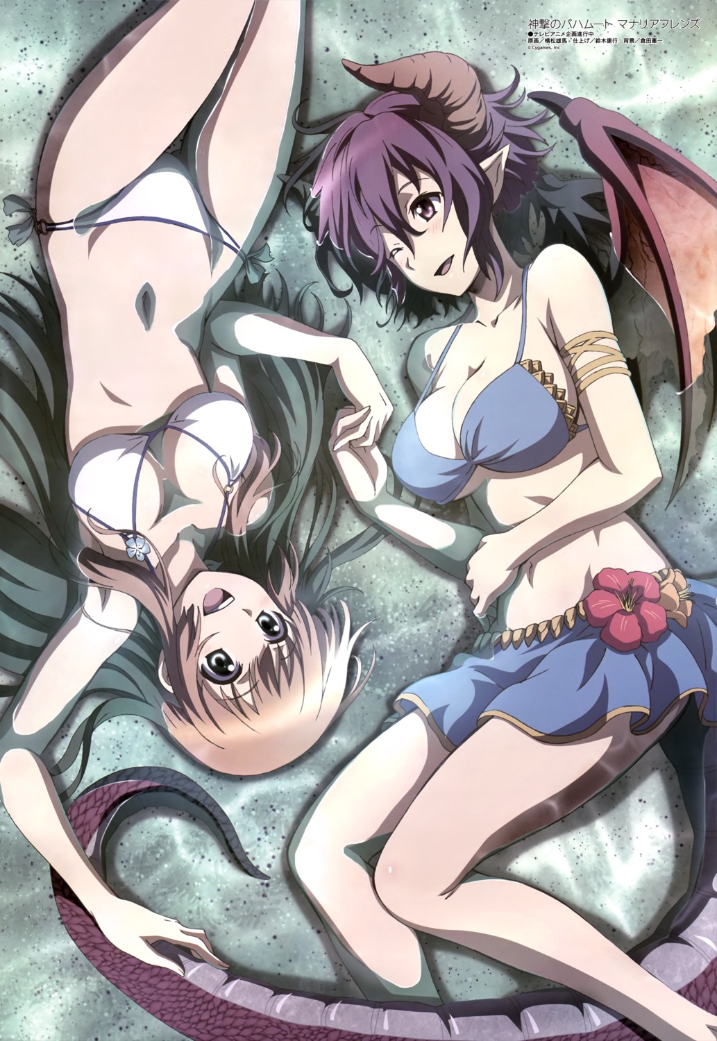 anne_(shingeki_no_bahamut) bikini cleavage grea horns manaria_friends pointy_ears shingeki_no_bahamut swimsuits tail underboob wet wings yokomatsu_yuuma