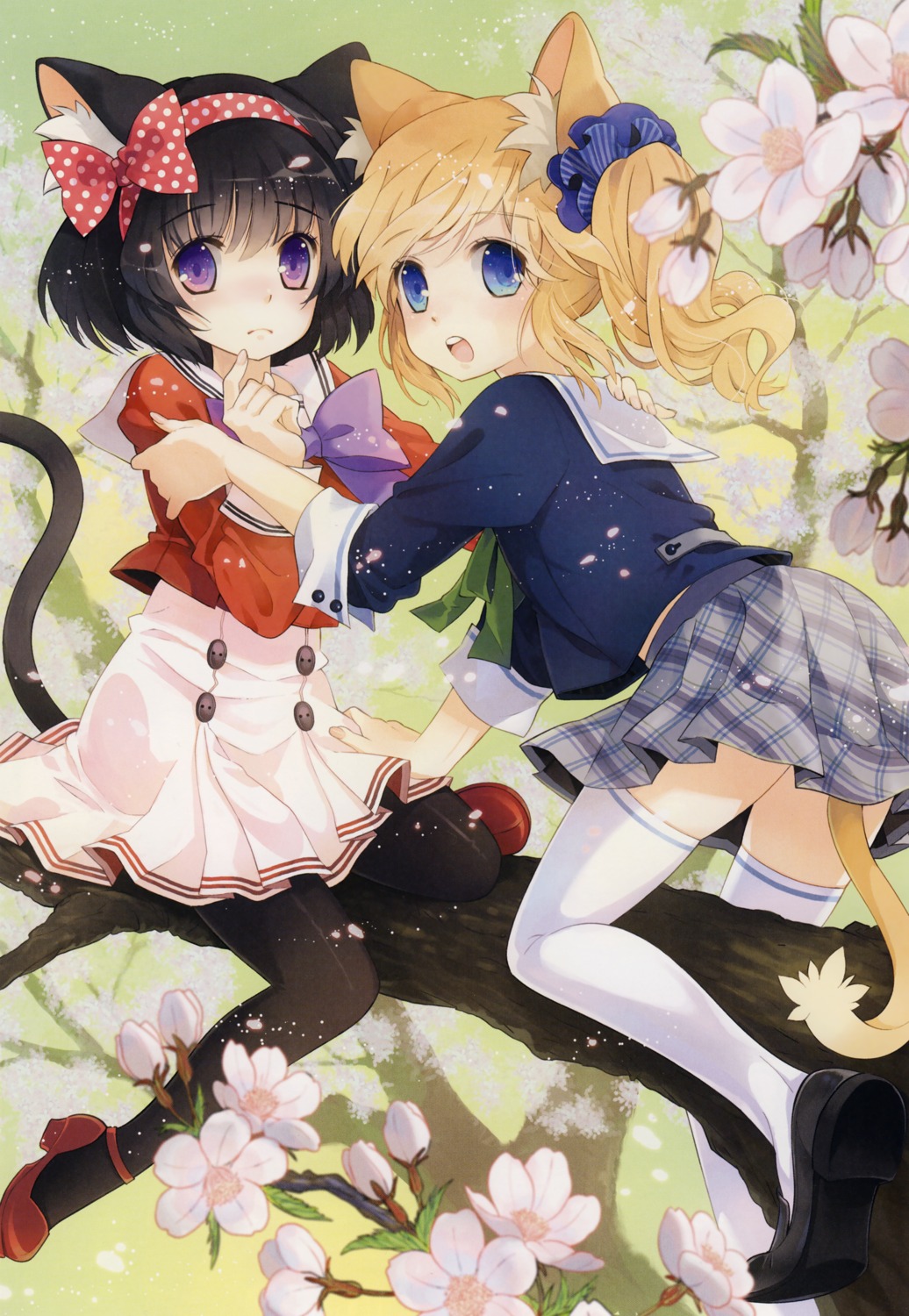 animal_ears mottsun nekomimi pantyhose seifuku tail thighhighs