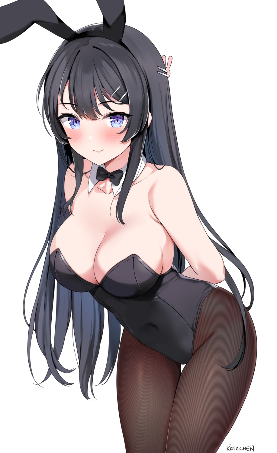 animal_ears bunny_ears bunny_girl kaetzchen no_bra pantyhose sakurajima_mai seishun_buta_yarou