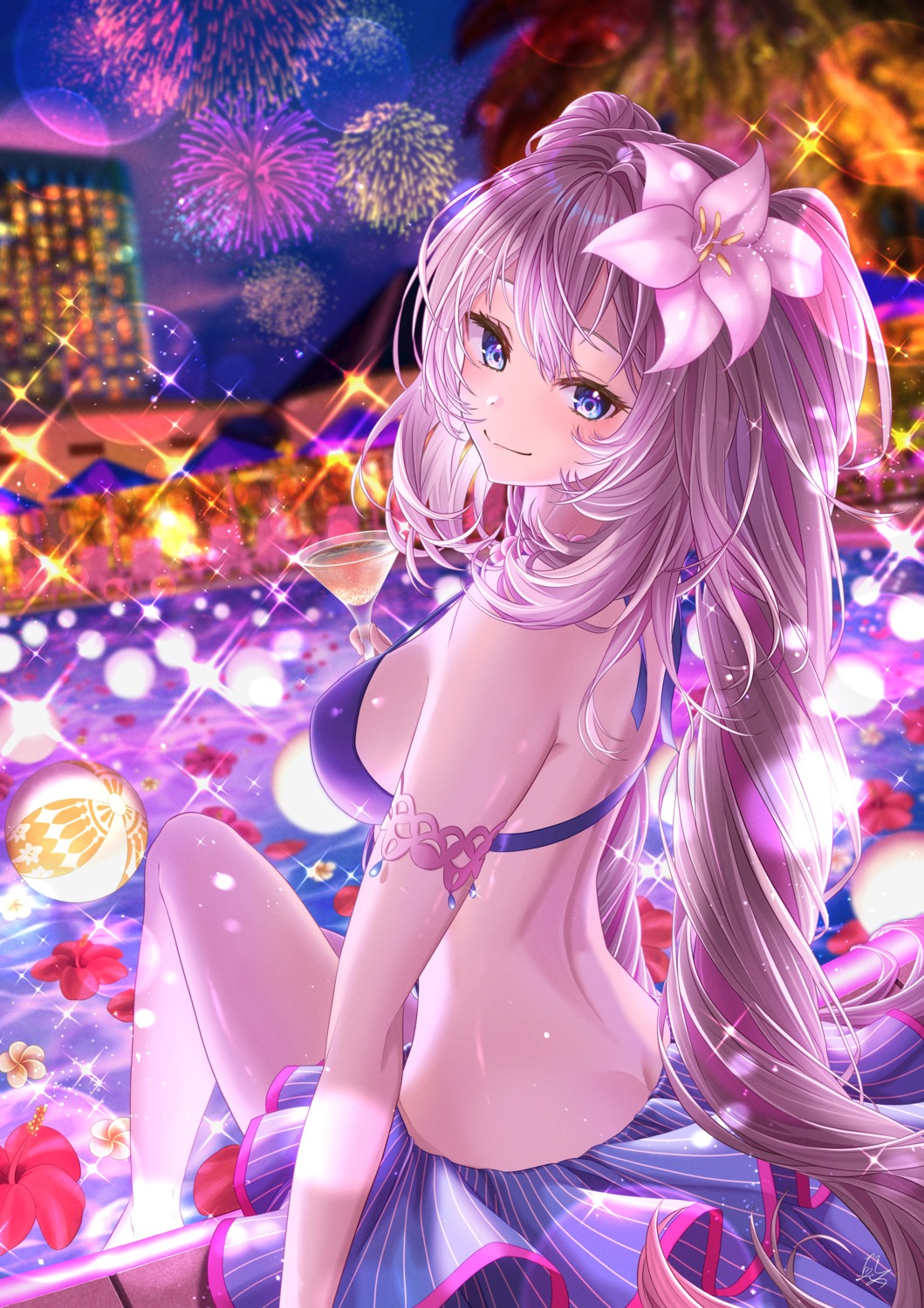 bikini fate/grand_order marie_antoinette_(fate/grand_order) skirt_lift swimsuits totomiya