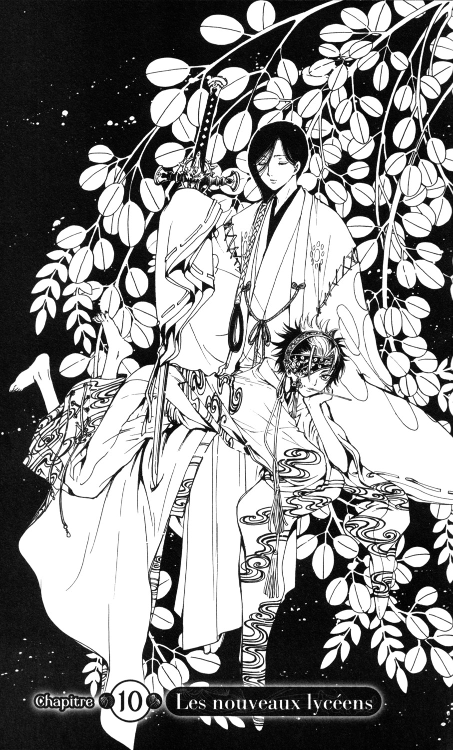 clamp date_masamune_(gate_7) eyepatch gate_7 kimono monochrome sword