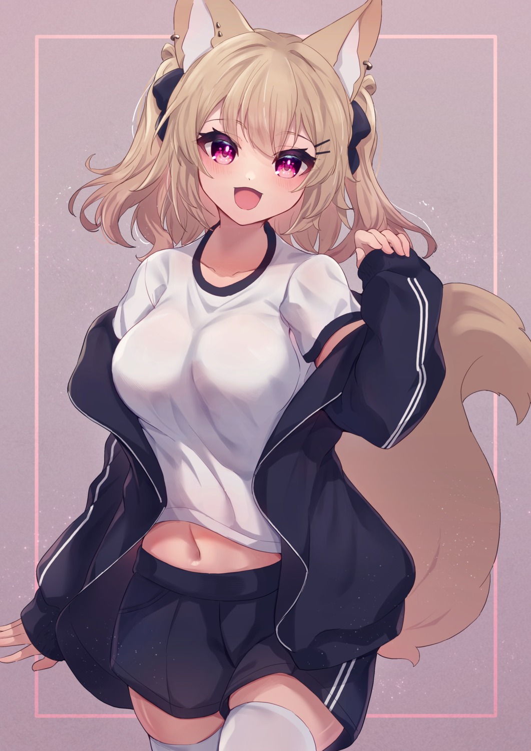 animal_ears gym_uniform hinata_(pixiv53862745) nekomimi tail thighhighs