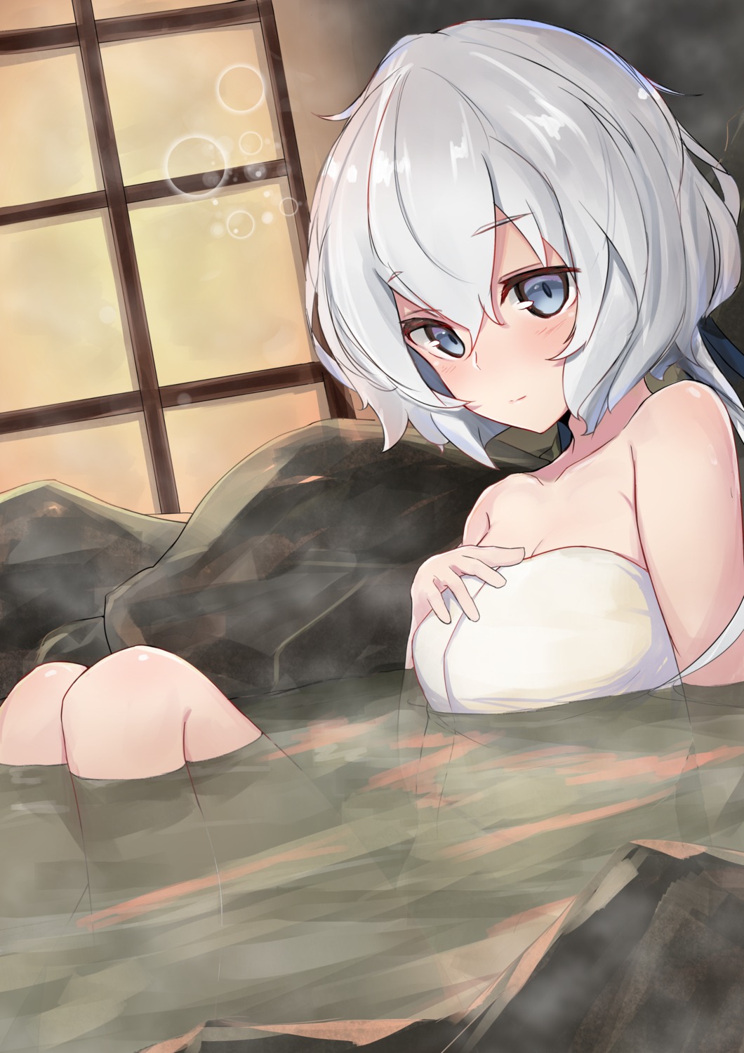 bathing breast_hold konno_junko nanakaku onsen towel wet zombieland_saga