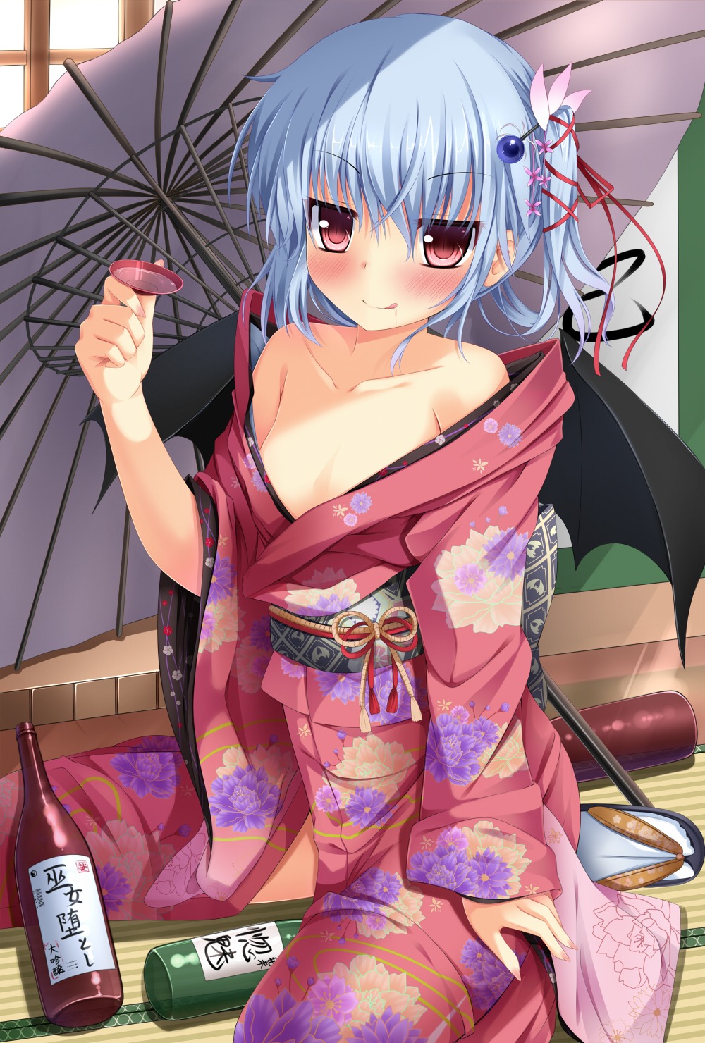 fujieda_uzuki kimono remilia_scarlet sake touhou