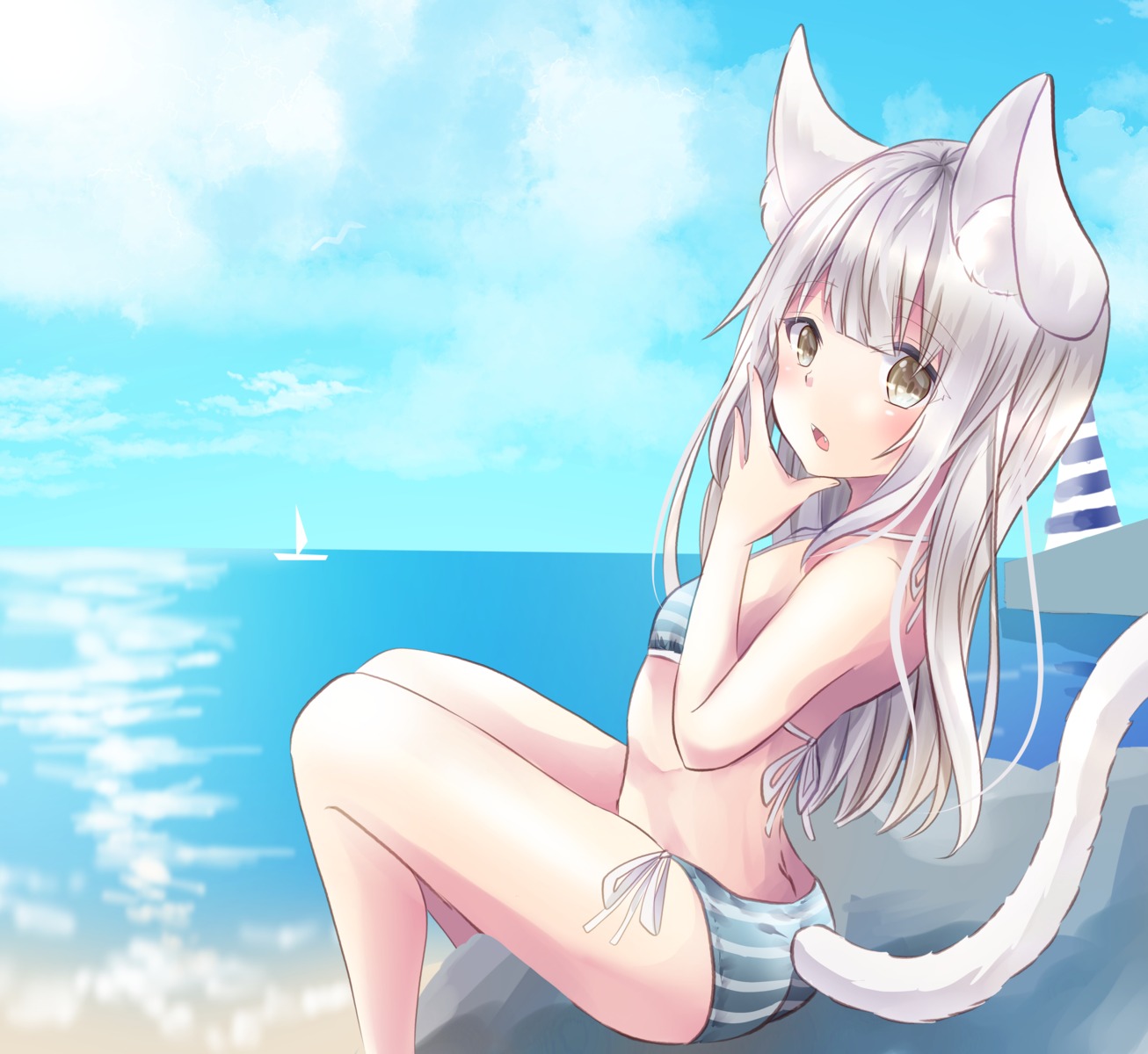 animal_ears ass bikini nekomimi swimsuits tagme tail