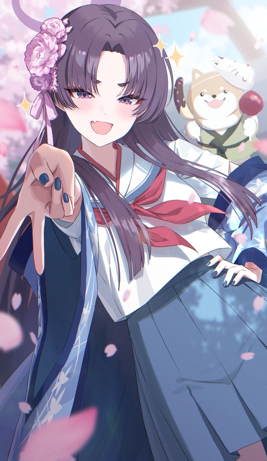 blue_archive halo japanese_clothes kadenokouji_yukari momoimon seifuku