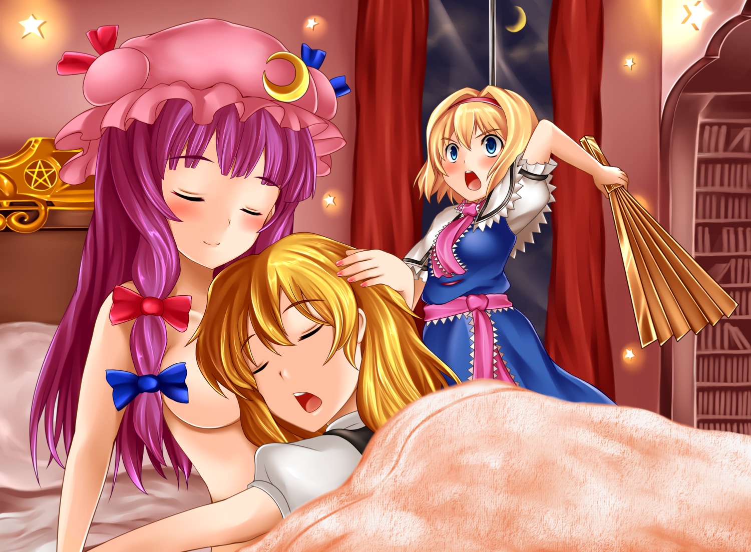 alice_margatroid kirisame_marisa naked patchouli_knowledge touhou yoshimo yuri