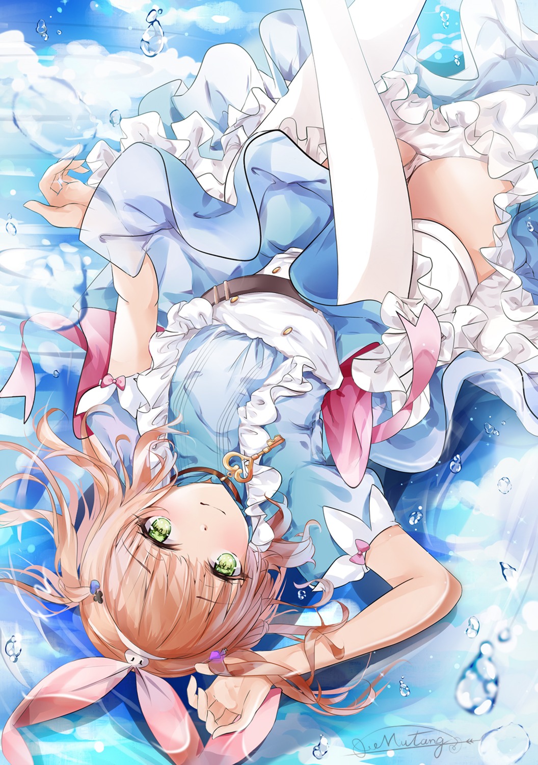 dress mutang pantsu princess_connect princess_connect!_re:dive skirt_lift thighhighs wet