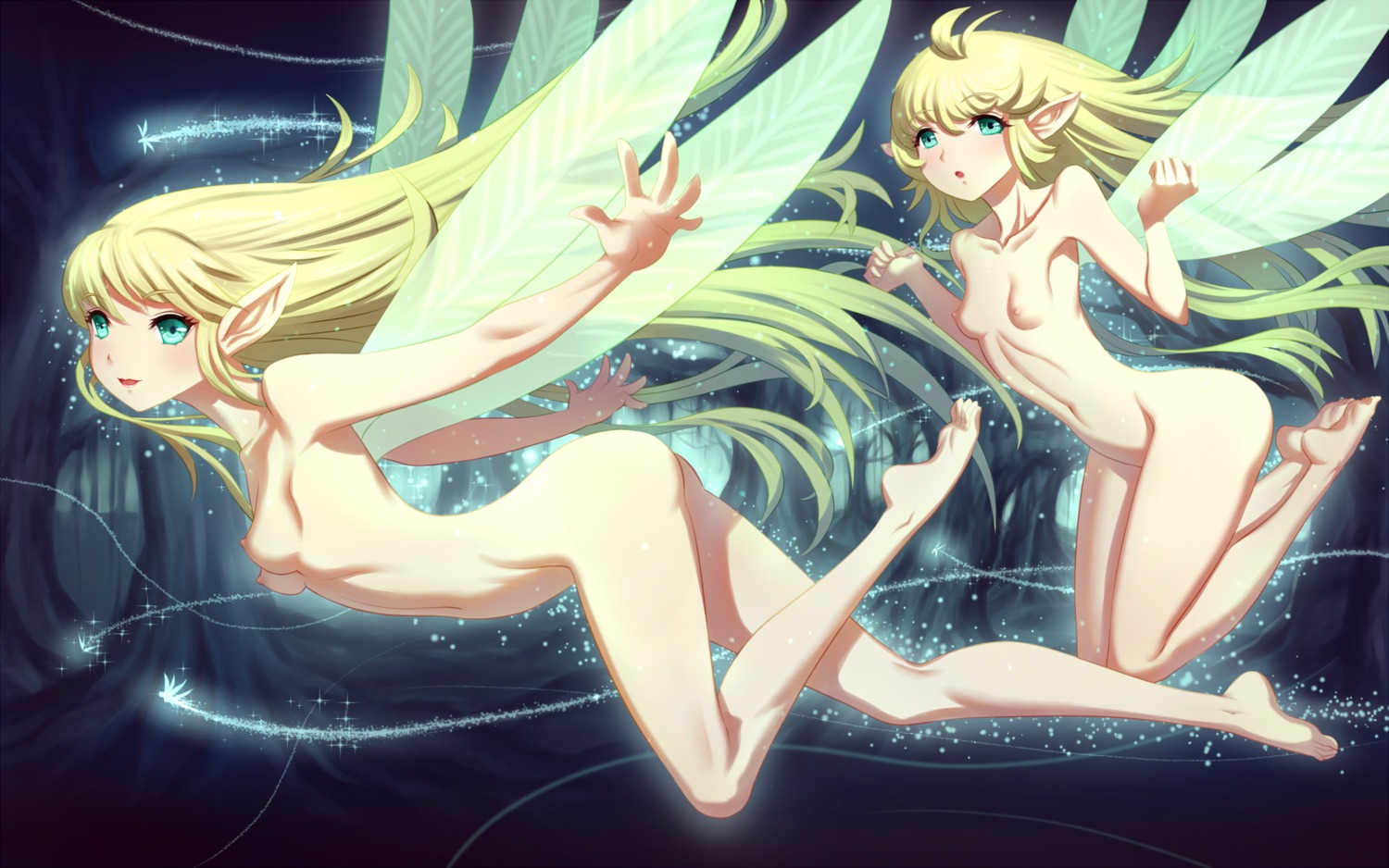 ass fairy feet naked nipples pointy_ears wallpaper wings youbou