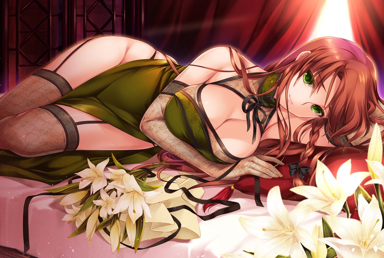 chinadress cleavage hong_meiling monety pantsu see_through stockings thighhighs touhou