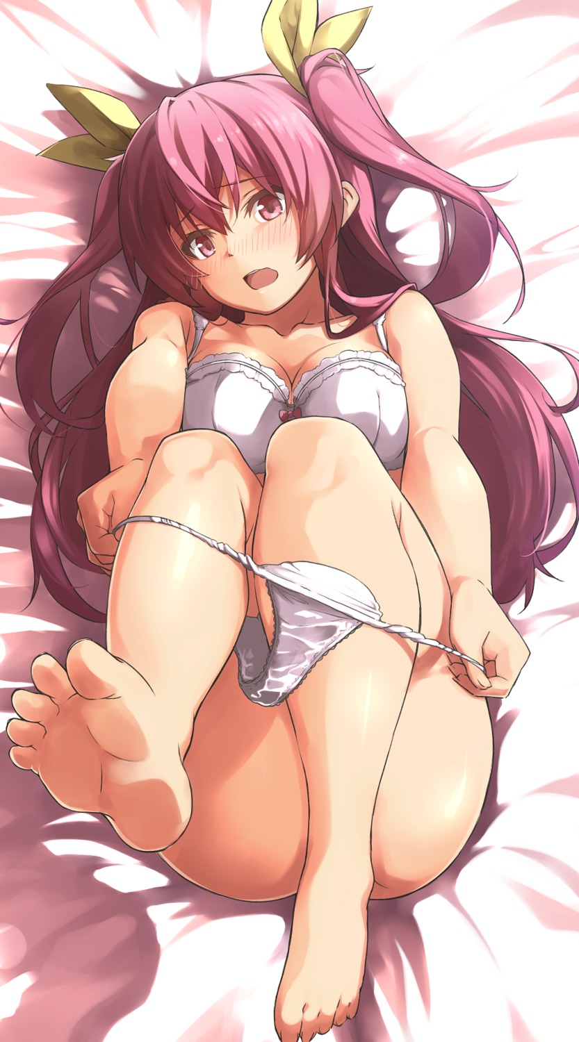 bra cleavage feet nanaku_teiru pantsu panty_pull rakudai_kishi_no_cavalry stella_vermillion undressing