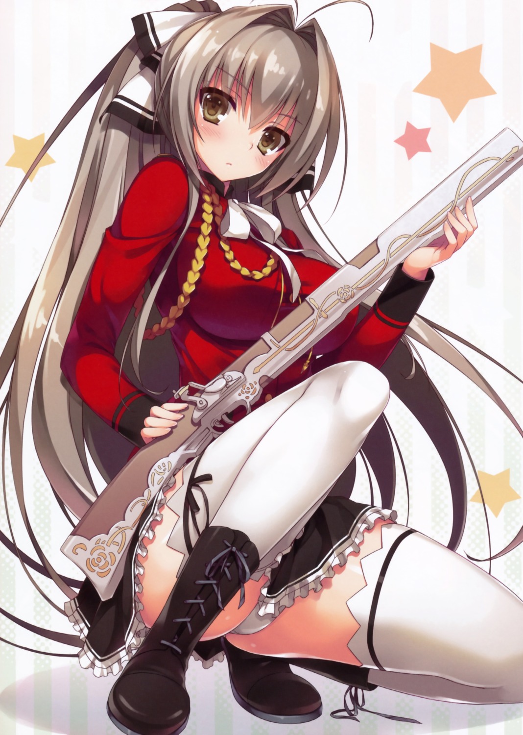 amagi_brilliant_park gun pantsu raw_scan sento_isuzu thighhighs tomose_shunsaku uniform