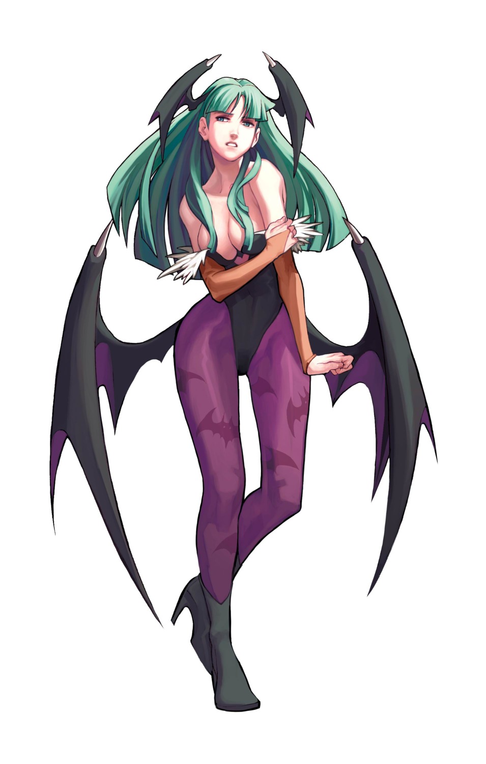 arnold_tsang capcom cleavage dark_stalkers dark_stalkers_chronicle leotard morrigan_aensland pantyhose wings