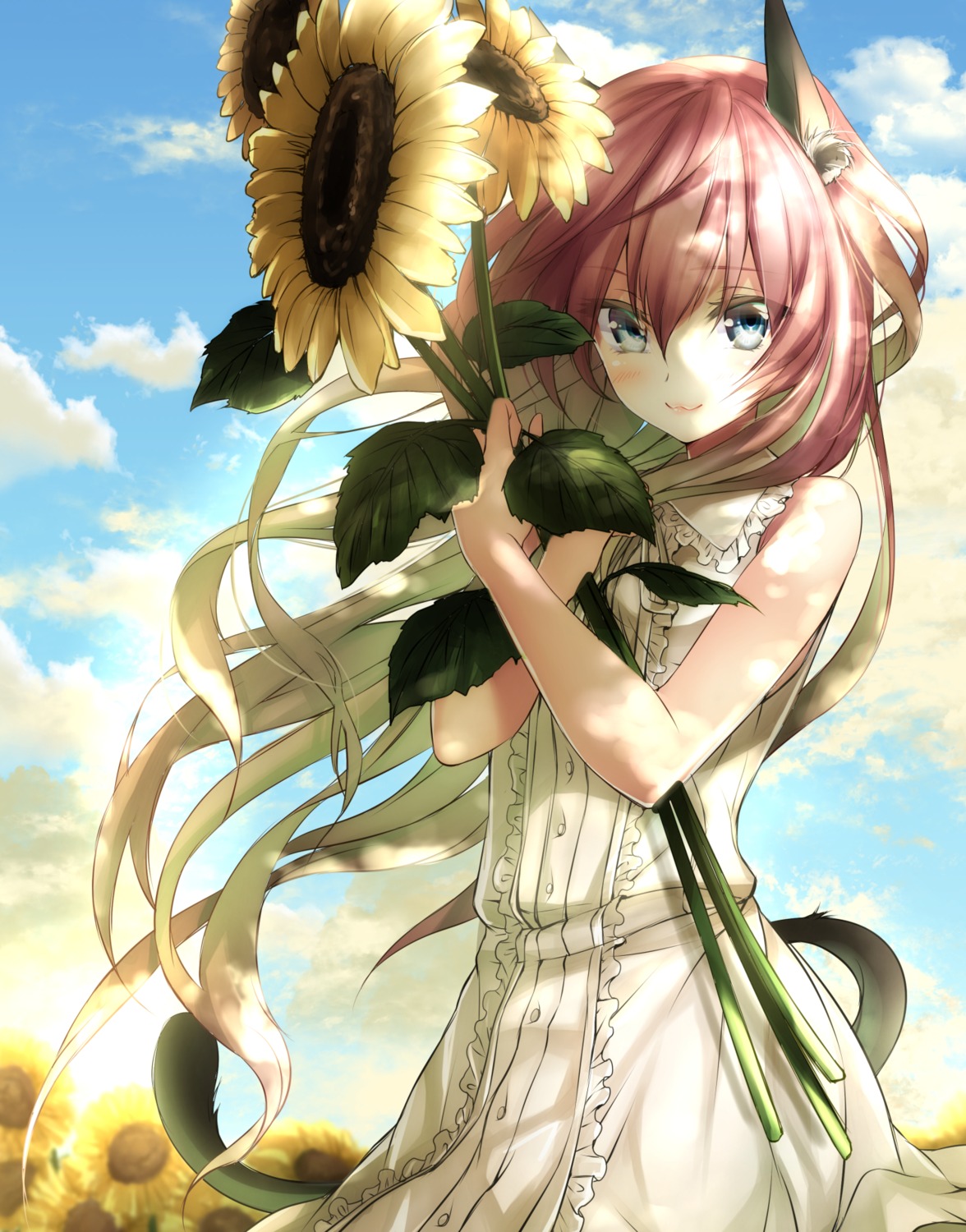 animal_ears dies_irae dress mia_(gute-nacht-07) nekomimi summer_dress tail