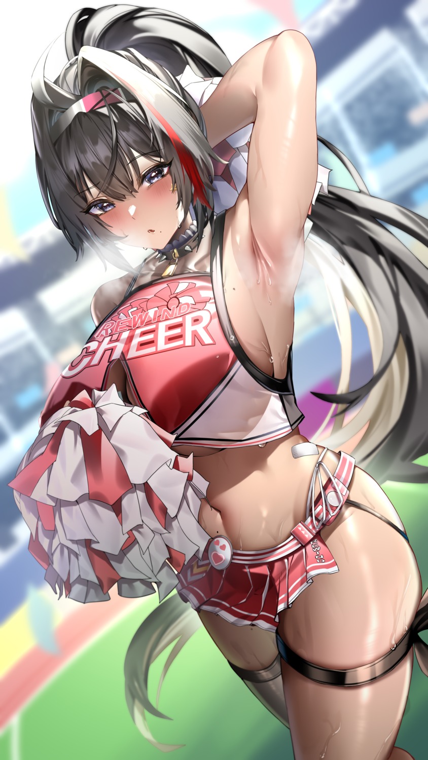 bay cheerleader garter goddess_of_victory:_nikke no_bra sijinni tattoo thighhighs wet