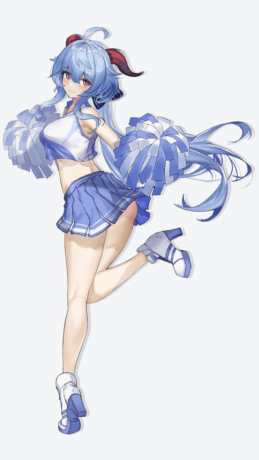 ass cheerleader ganyu genshin_impact heels horns skirt_lift srpzk