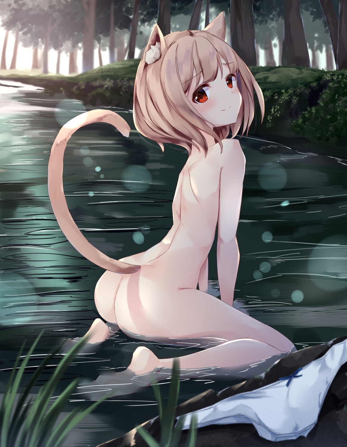 akinakes animal_ears ass loli naked nekomimi tail wet