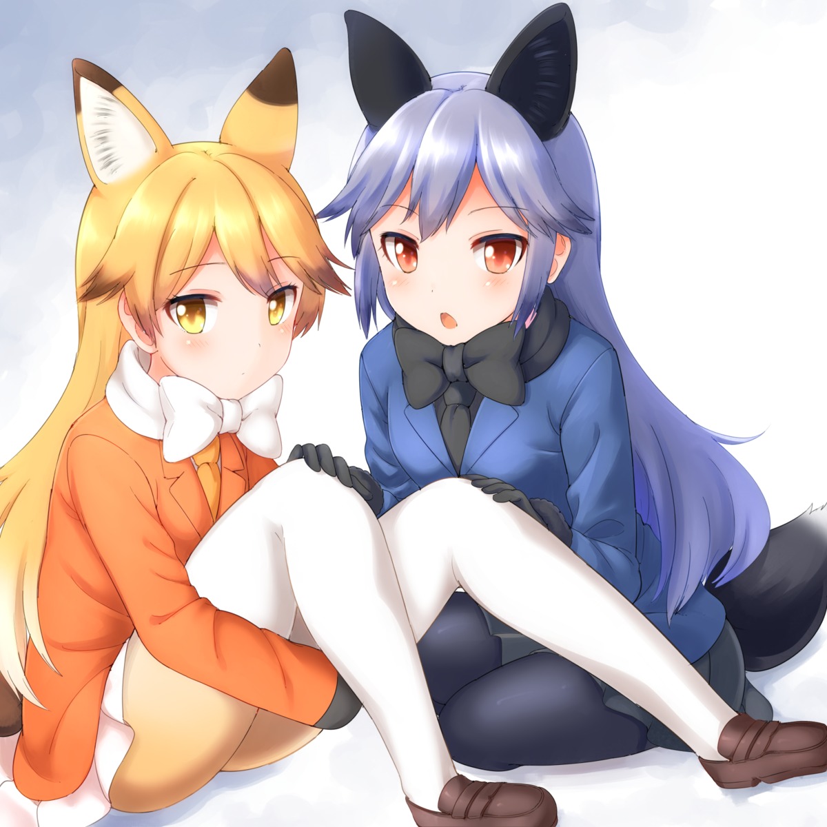 animal_ears ezo_red_fox faubynet kemono_friends pantyhose silver_fox tail