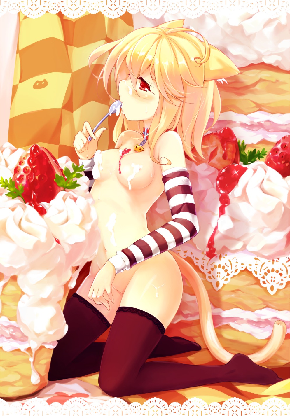 animal_ears caramell ideolo naked nekomimi tail thighhighs