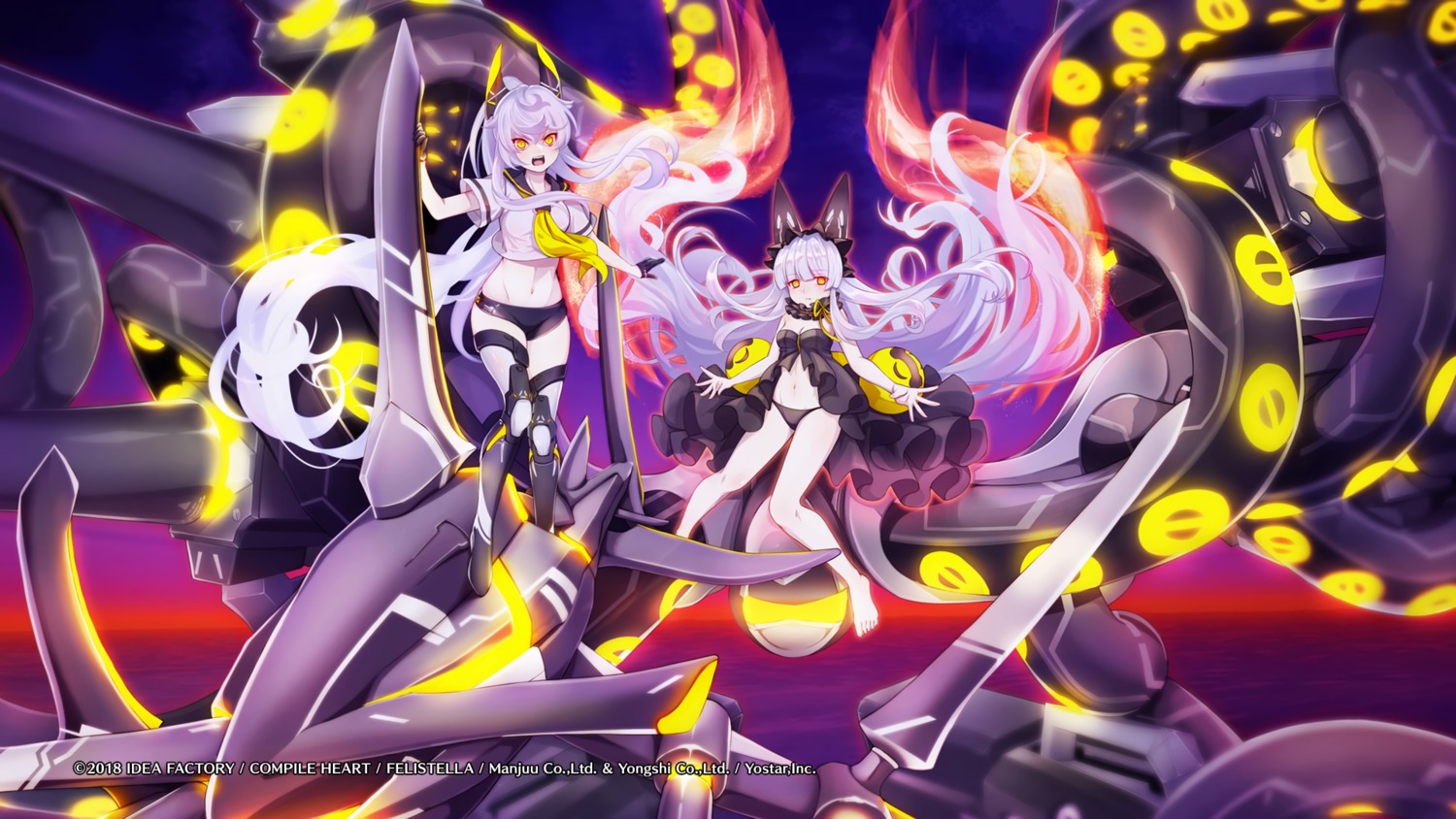 animal_ears azur_lane cleavage compile_heart hakaze_nanato horns idea_factory observer_(azur_lane) pantsu purifier_(azur_lane) seifuku tentacles thighhighs wallpaper