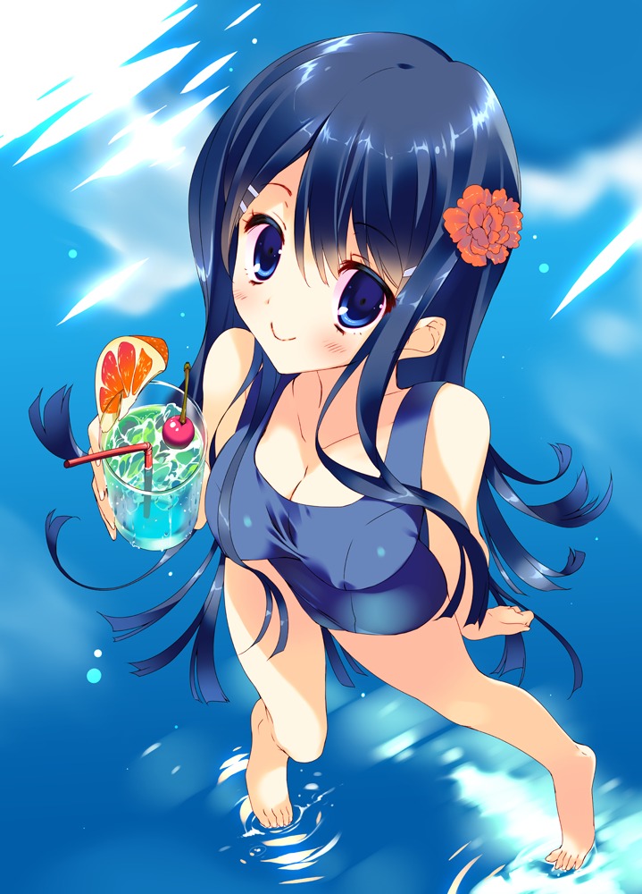 arikawa_satoru cleavage dangan-ronpa erect_nipples maizono_sayaka school_swimsuit swimsuits