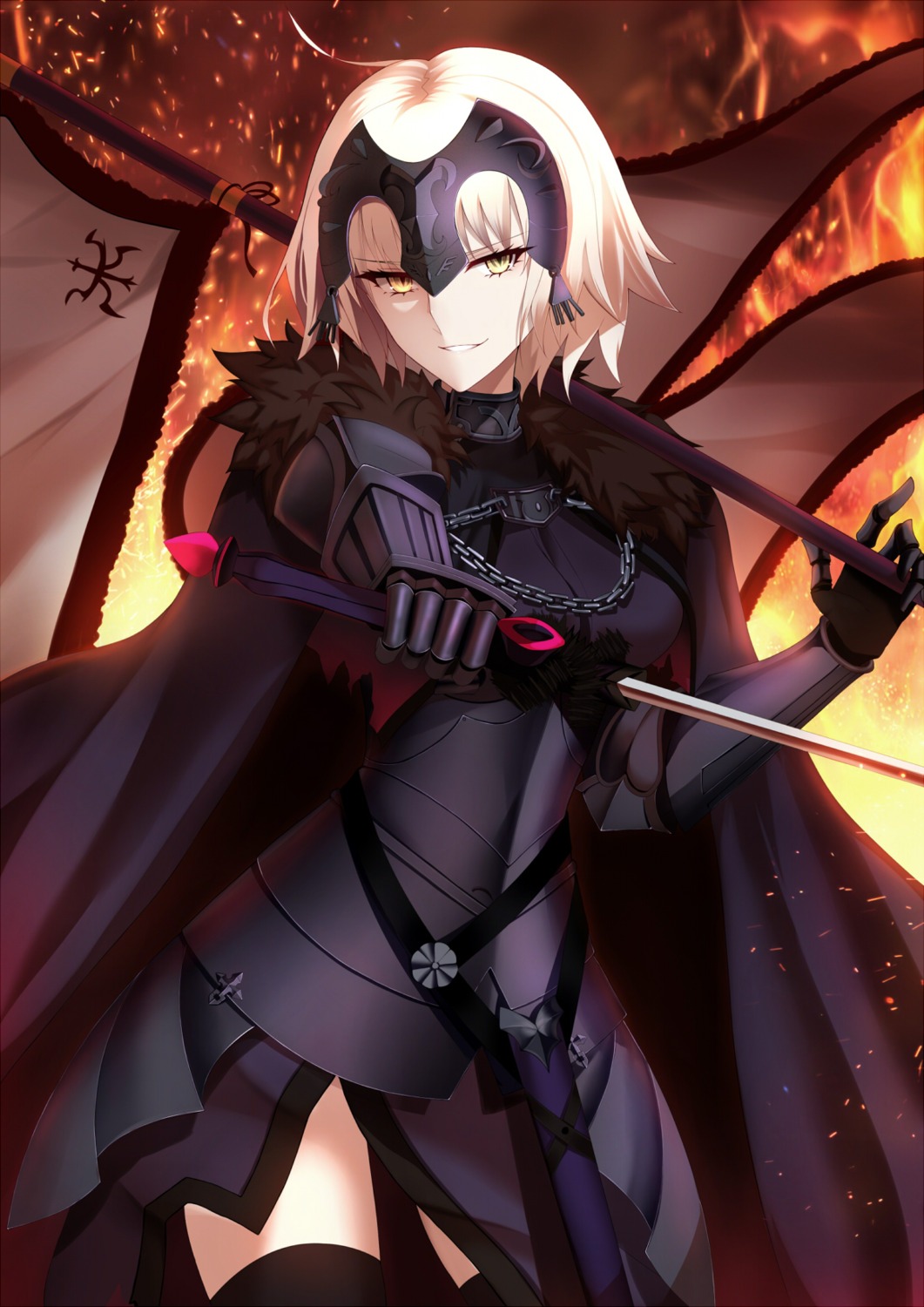 armor fate/grand_order jeanne_d'arc jeanne_d'arc_(alter)_(fate) shiguru sword thighhighs