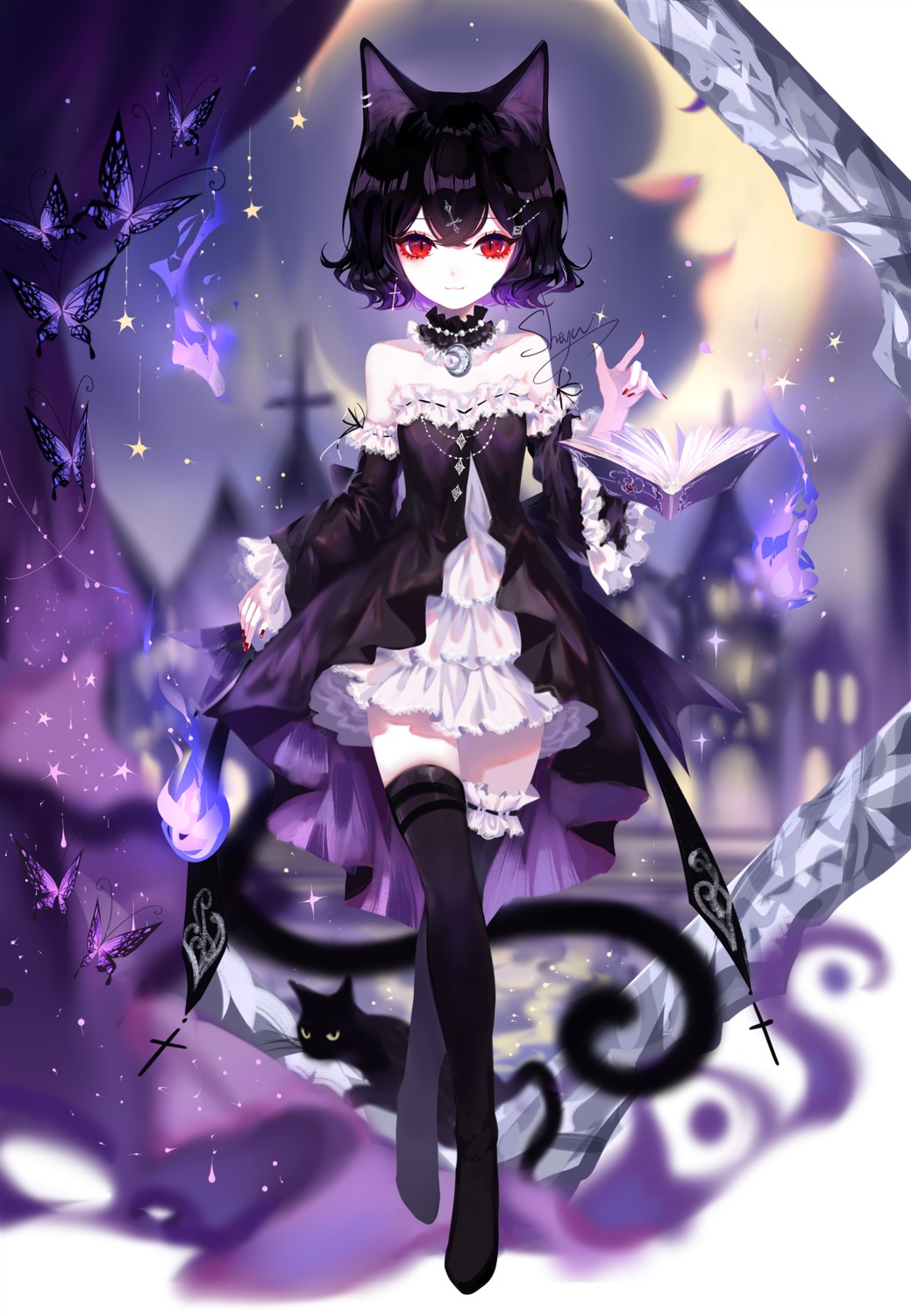 animal_ears dress garter neko nekomimi sheya tail thighhighs