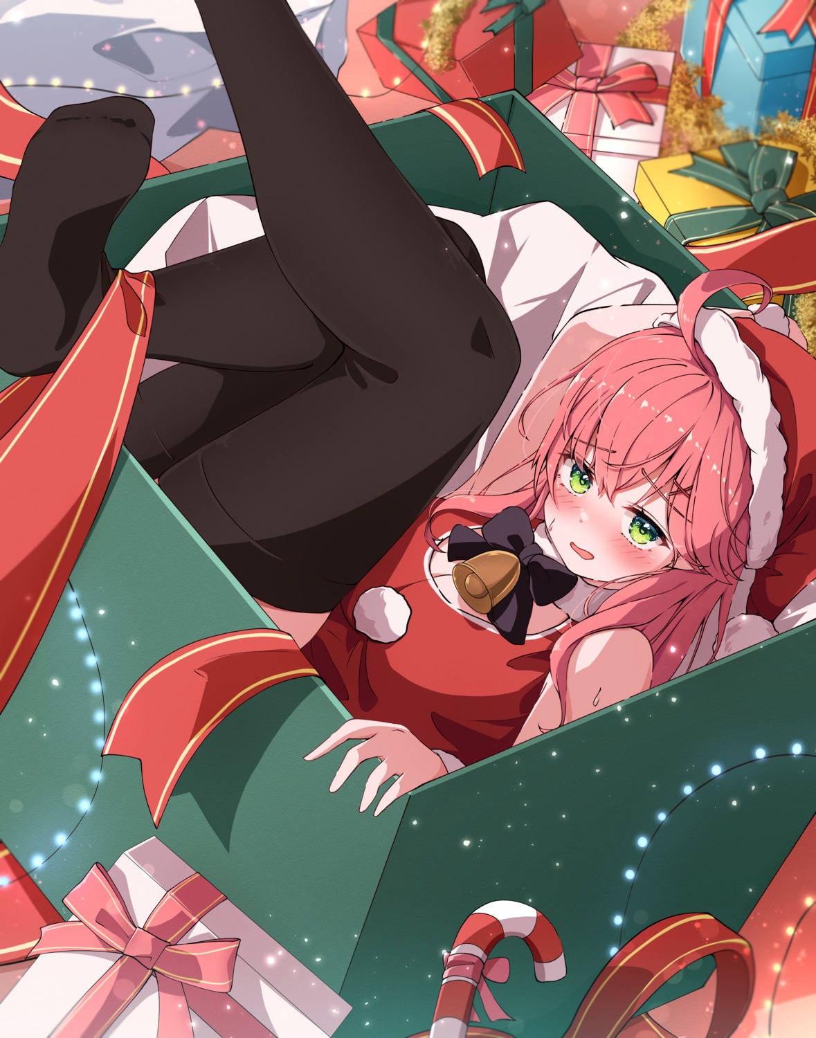 christmas cleavage feet hololive ray_o0 sakura_miko thighhighs