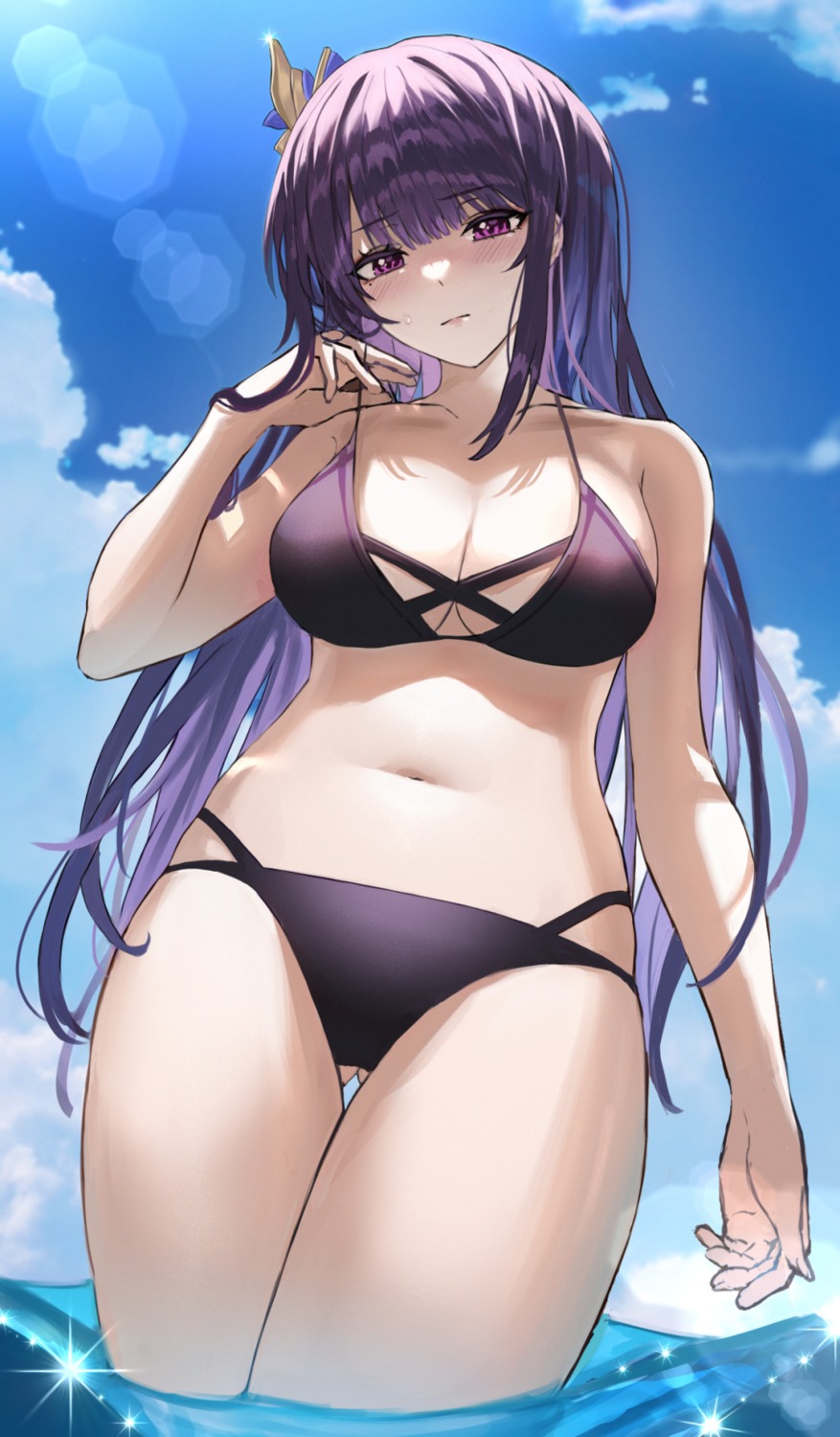 bikini genshin_impact momimi raiden_shogun swimsuits wet