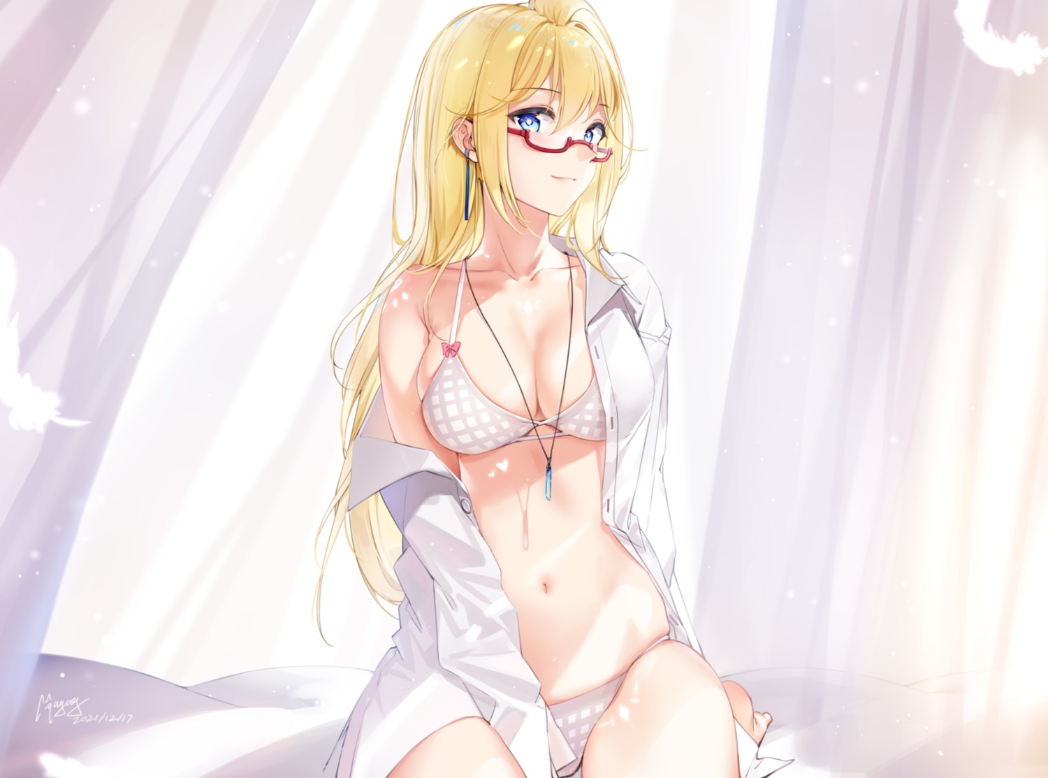 bra dress_shirt maya_g megane open_shirt pantsu