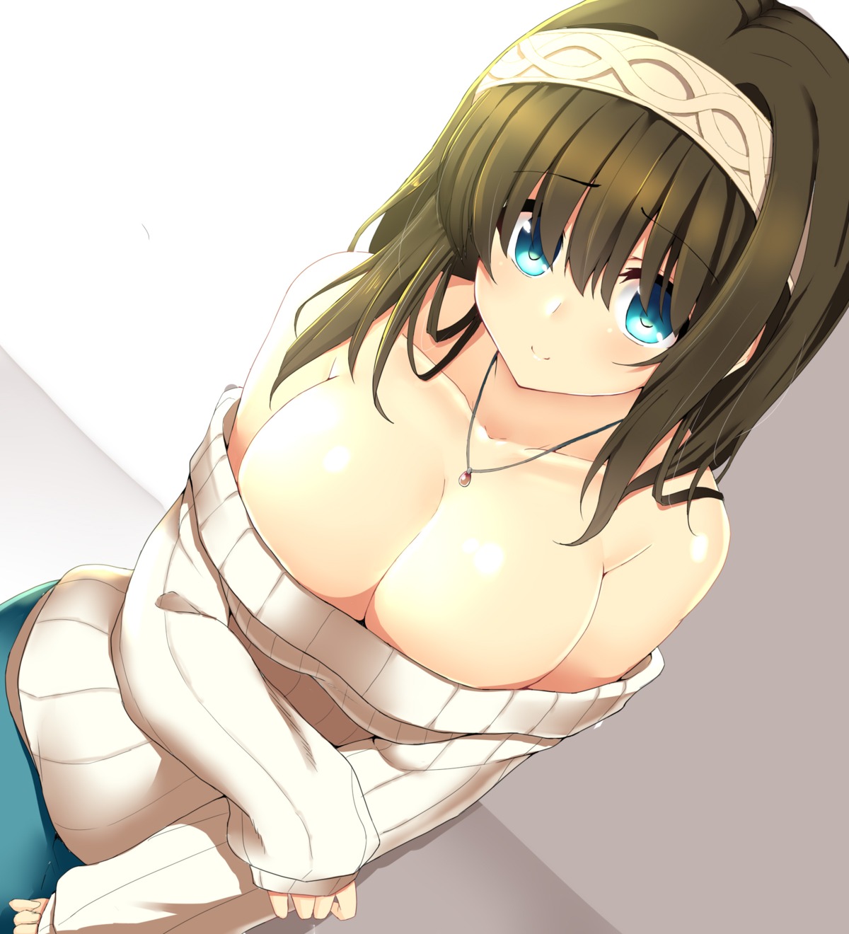 cleavage kon5283 no_bra sagisawa_fumika sweater the_idolm@ster the_idolm@ster_cinderella_girls