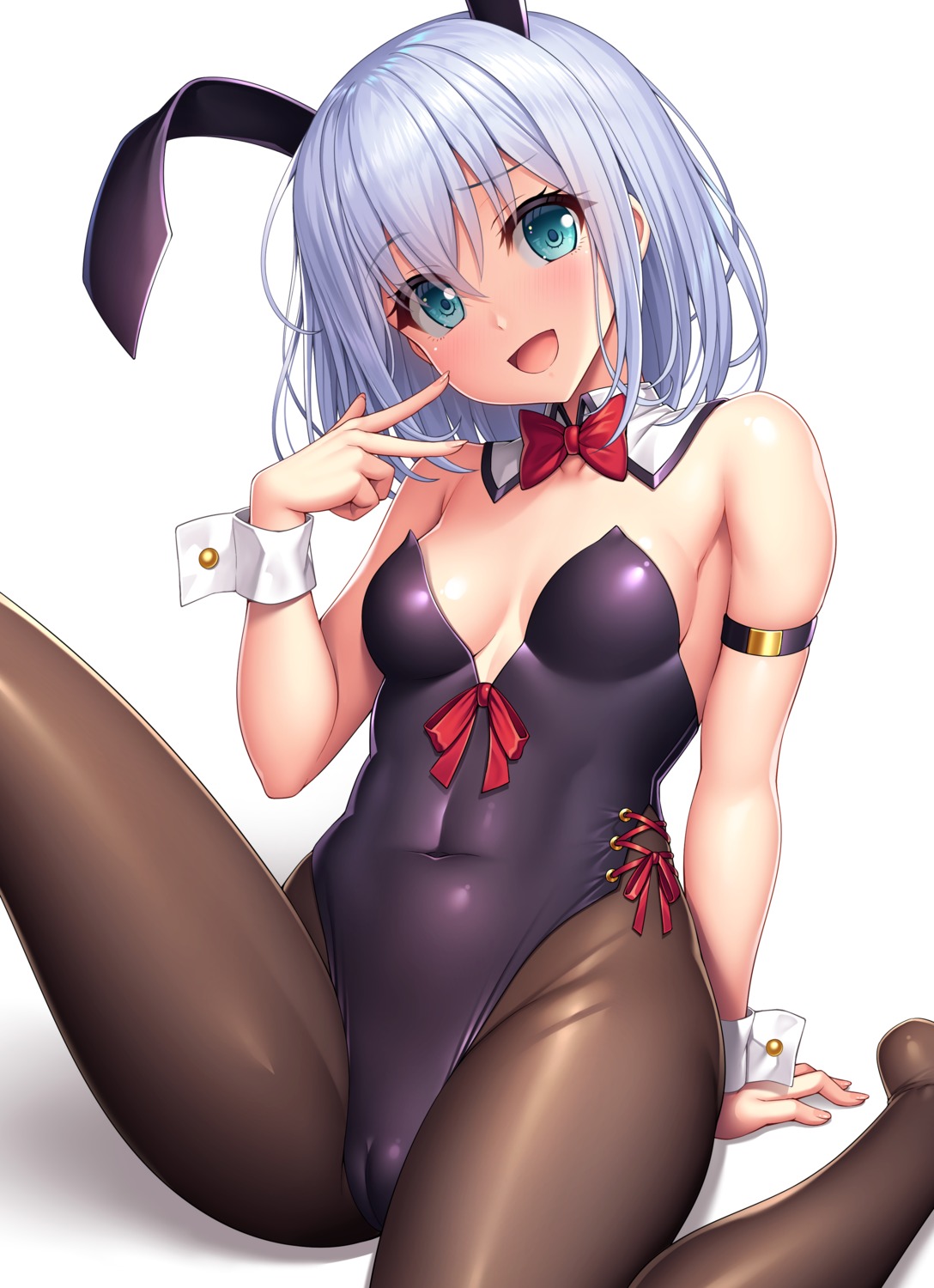 animal_ears bang_dream! bunny_ears bunny_girl cameltoe kurata_mashiro lambda_(artist) no_bra pantyhose