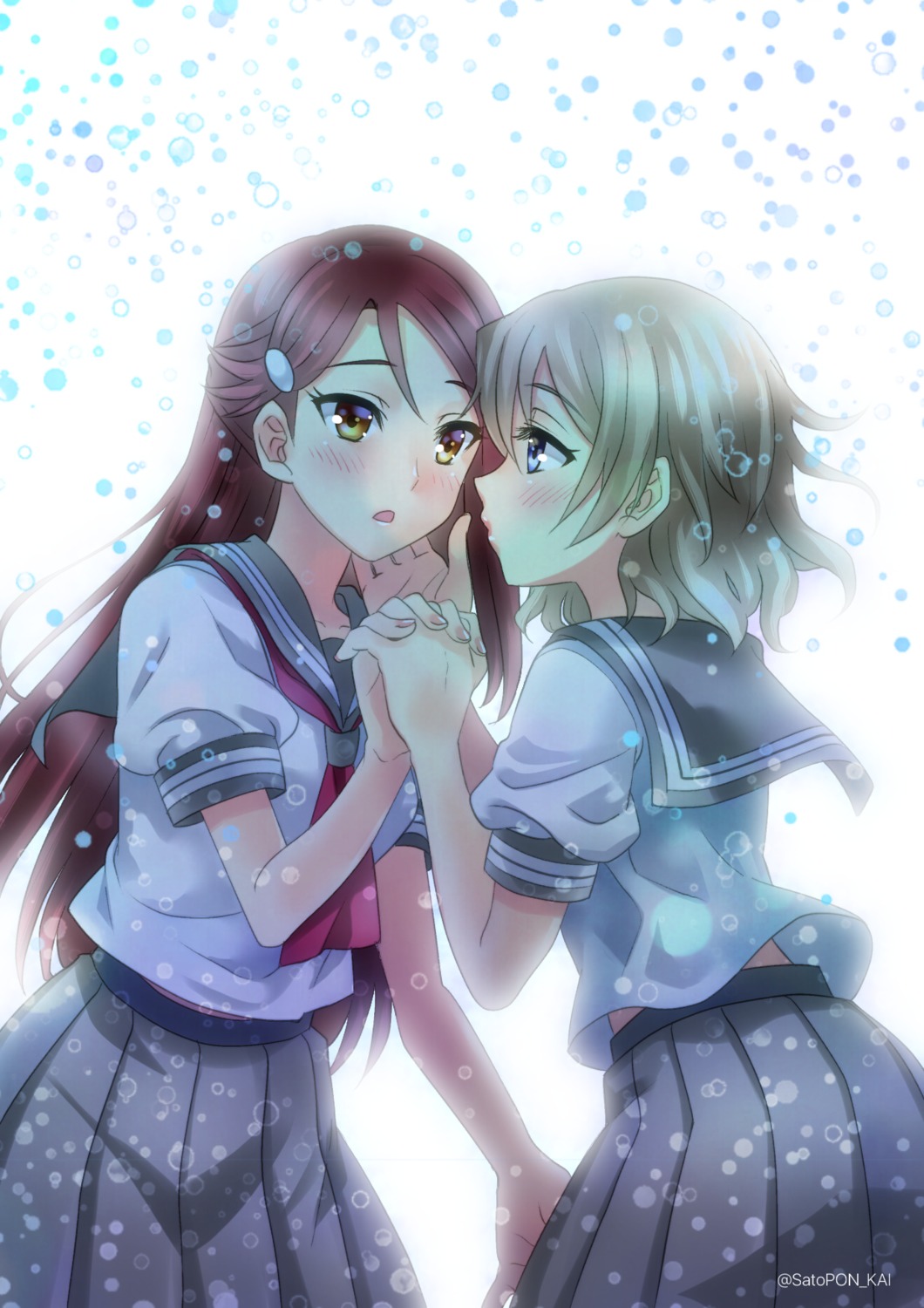 love_live!_sunshine!! sakurauchi_riko sato-pon seifuku watanabe_you yuri