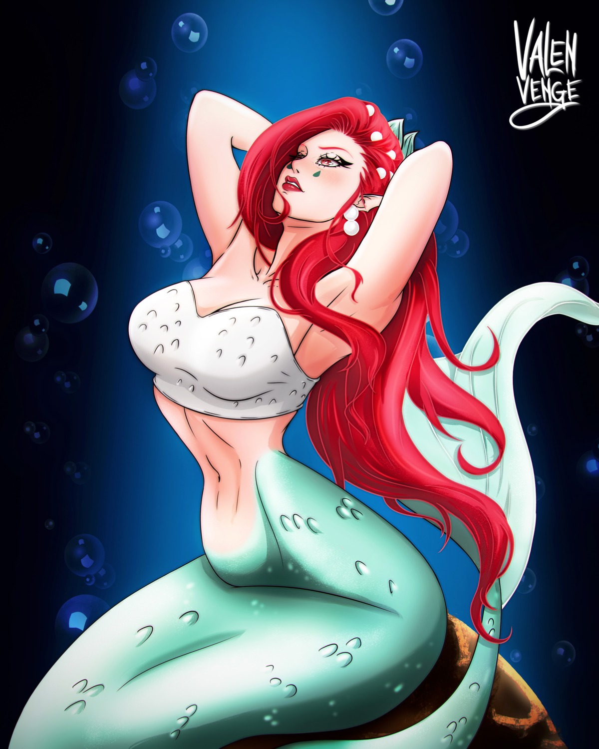 bikini_top bottomless mermaid monster_girl pointy_ears swimsuits tail valenvenge