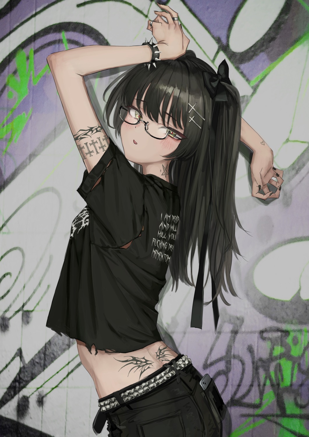 ass megane nadegata tattoo torn_clothes