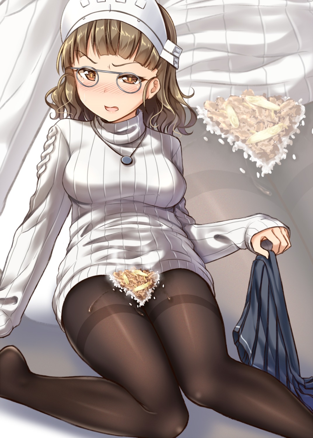 gurande kantai_collection megane pantyhose roma_(kancolle) sweater