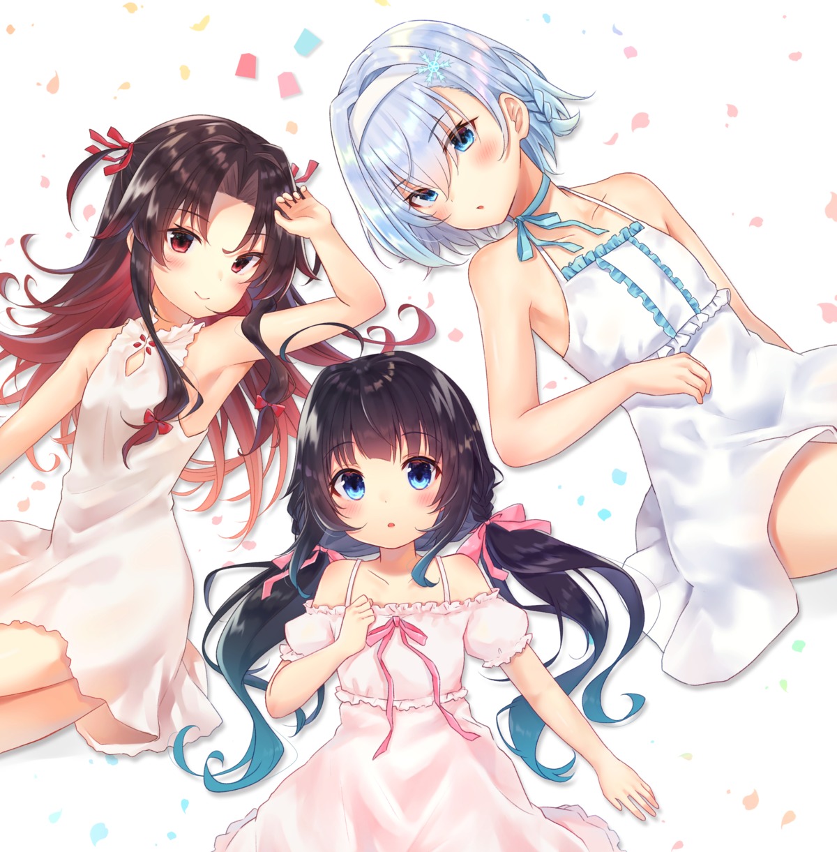 dress gyozanuko hinatsuru_ai ryuuou_no_oshigoto! see_through sora_ginko summer_dress yashajin_ai