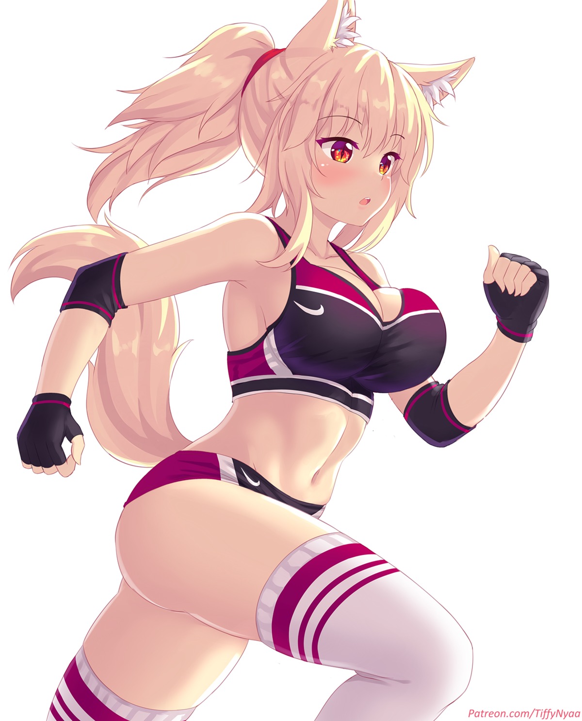 animal_ears buruma cleavage fast-runner-2024 gym_uniform tail thighhighs tiffy