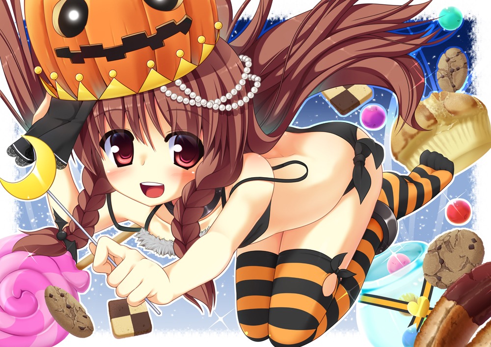 bra halloween pantsu shirasu_youichi thighhighs