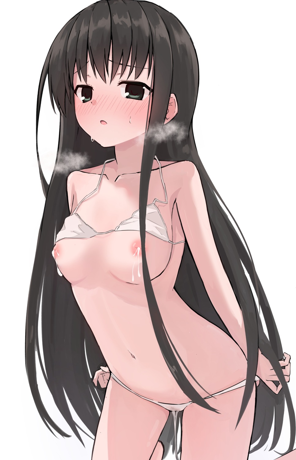 bikini breasts lactation loli mimizu_(takoyaki032002) natsume_ai nipples pussy_juice sakura_no_uta swimsuits undressing