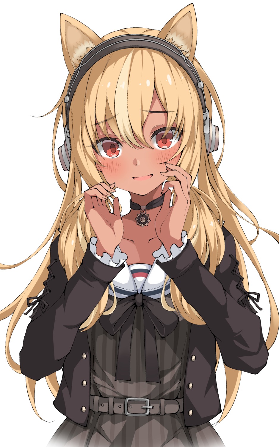 absent animal_ears headphones hololive seifuku shiranui_flare