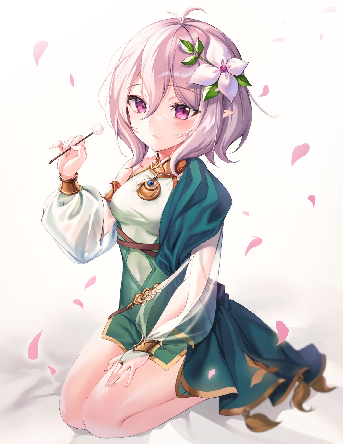 dress harusame_(user_wawj5773) kokkoro pointy_ears princess_connect! princess_connect!_re:dive see_through