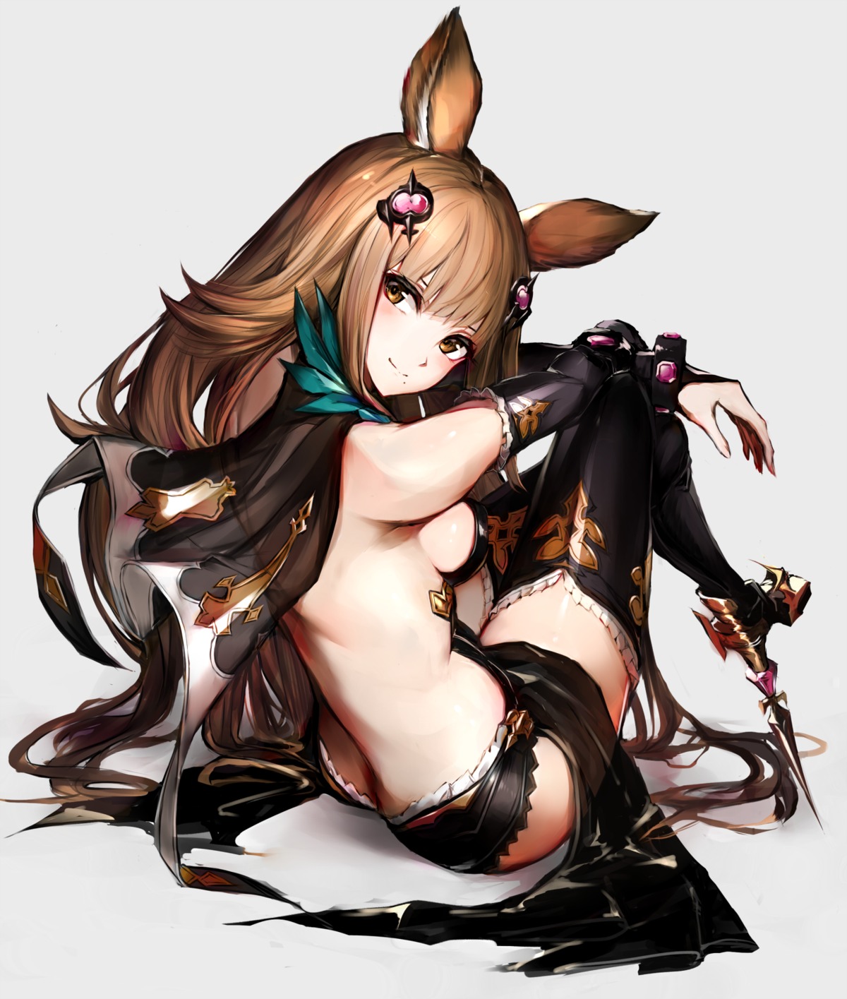 animal_ears granblue_fantasy heels metella_(granblue_fantasy) no_bra oyu_(sijimisizimi) thighhighs