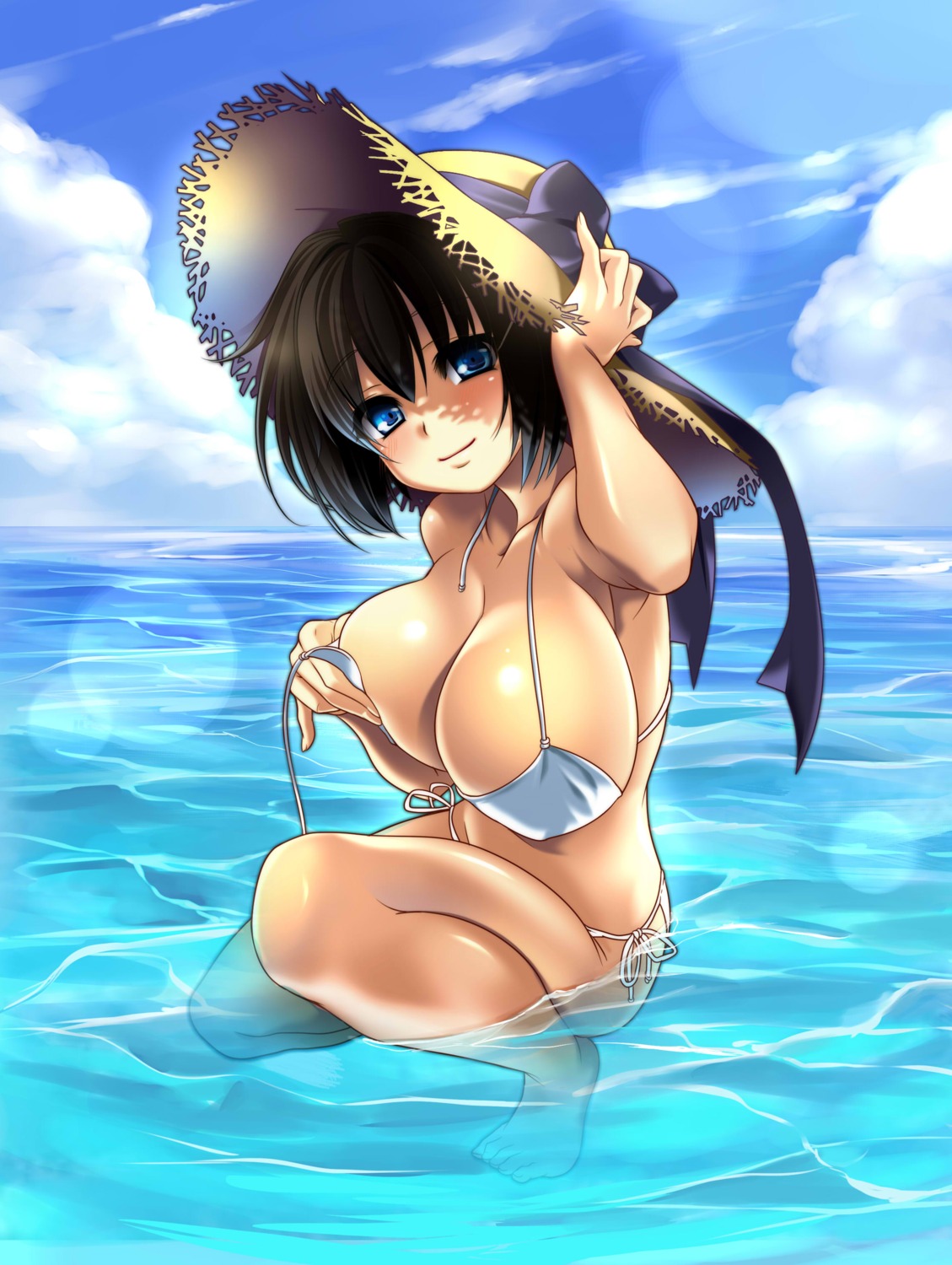 akagi_rio bikini breast_hold cleavage swimsuits