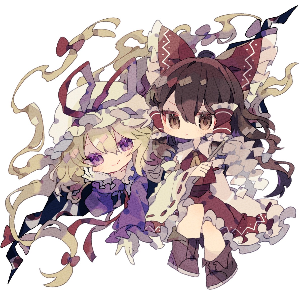 chibi dress hakurei_reimu miko niko_rashika touhou yakumo_yukari