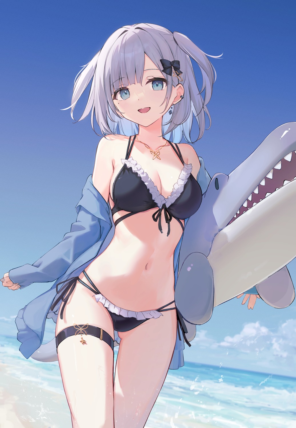 bikini garter kaga_sumire lupinus_virtual_games open_shirt swimsuits t6_ti vspo!