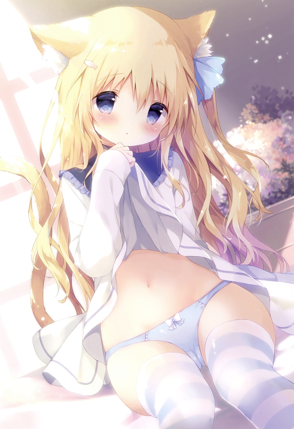 animal_ears cameltoe cornet_(shiratama) dress loli pantsu shiratama skirt_lift tail thighhighs